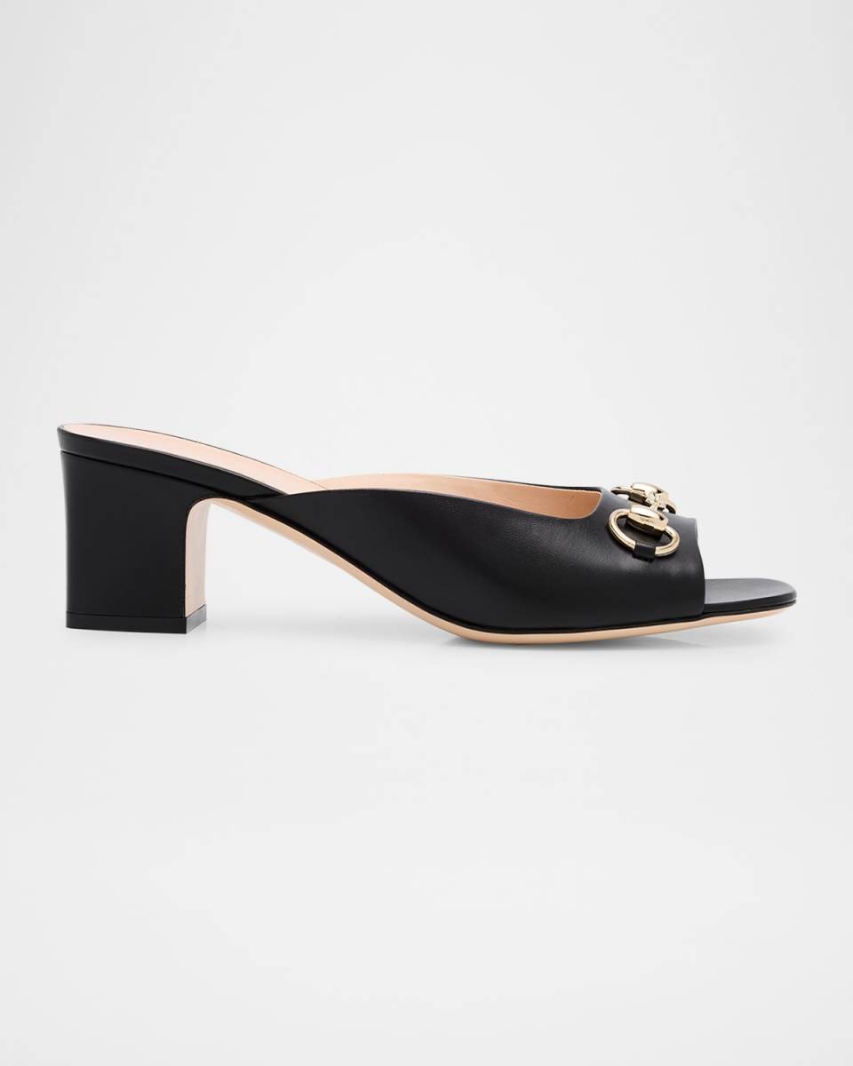 Lady Horsebit Leather Mule Sandals